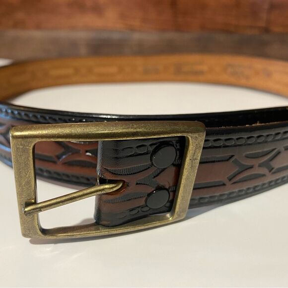 Vintage Hand Stained Latitan Tooled Leather Belt Women\'s Size 34 Western Cowgirl main image 8